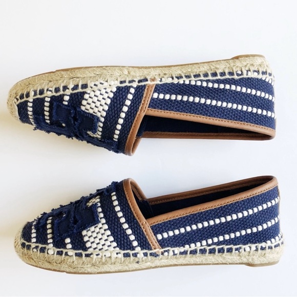 Tory Burch Shaw Espadrille Flats Size 6 Navy/white stripes - Picture 6 of 8